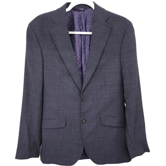 Ted Baker Endurance Jarrett Navy Blue Tweed Wool Blazer Sports Jacket Size 38R - Picture 1 of 12